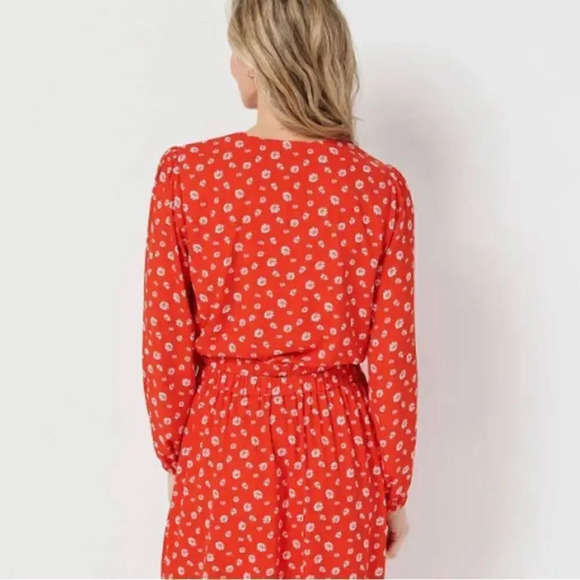 NWOT J Jason Wu Floral Print Long Sleeve Wrap Blouse Wrap Top - Picture 4 of 9